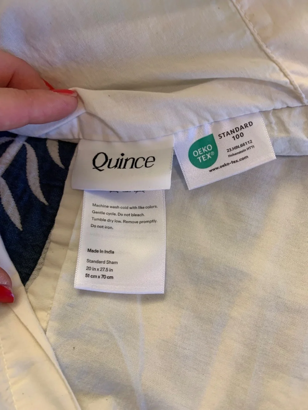 Quince Organic Cotton Jacquard Floral Sham Dark Blue
